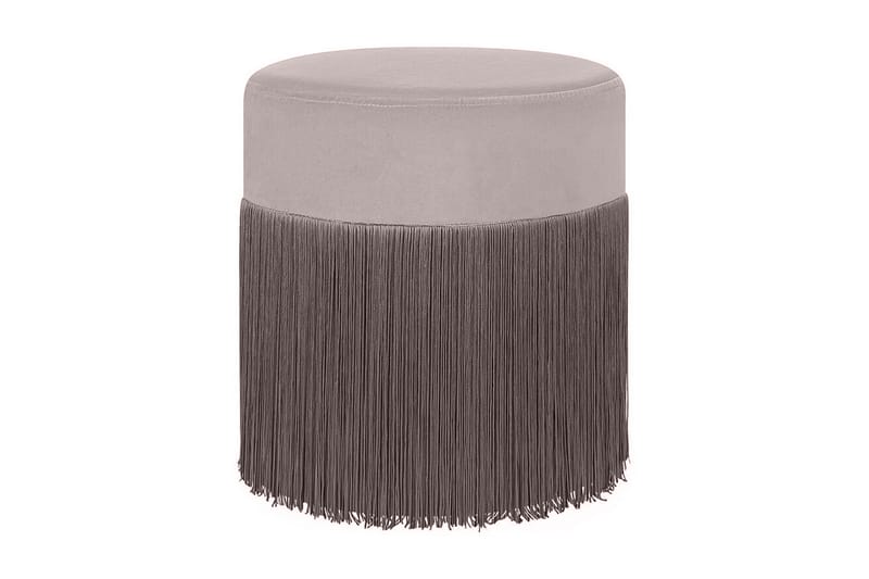 Sittpuff Sakhia med Fransar Sammet - Beige - Sittpuff