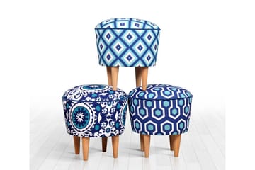 Sittpuff Thambo 42 cm - Blå/Vit - Möbler - Fåtölj & stolar - Pall & puff - Sittpuff