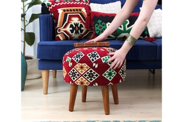 Sittpuff Plainfield 46 cm - Röd/Grön - Möbler - Fåtölj & stolar - Pall & puff - Sittpuff