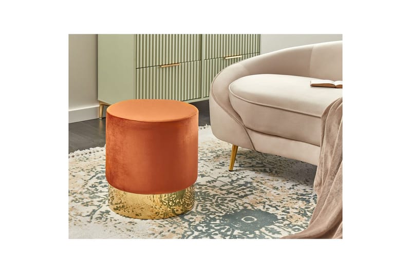Sittpuff Sophia Orange/guld - Orange/guld - Möbler - Fåtölj & stolar - Pall & puff - Sittpuff