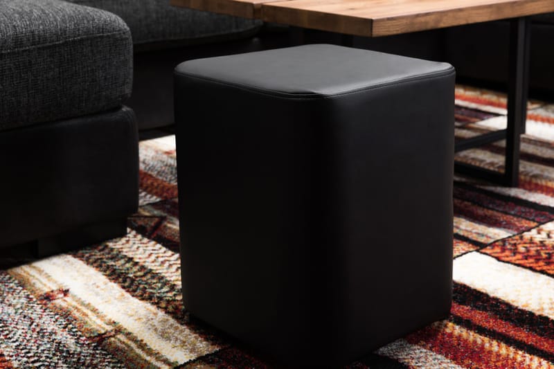 Square Pall Läder - Svart - Möbler - Fåtölj & stolar - Pall & puff - Sittpuff