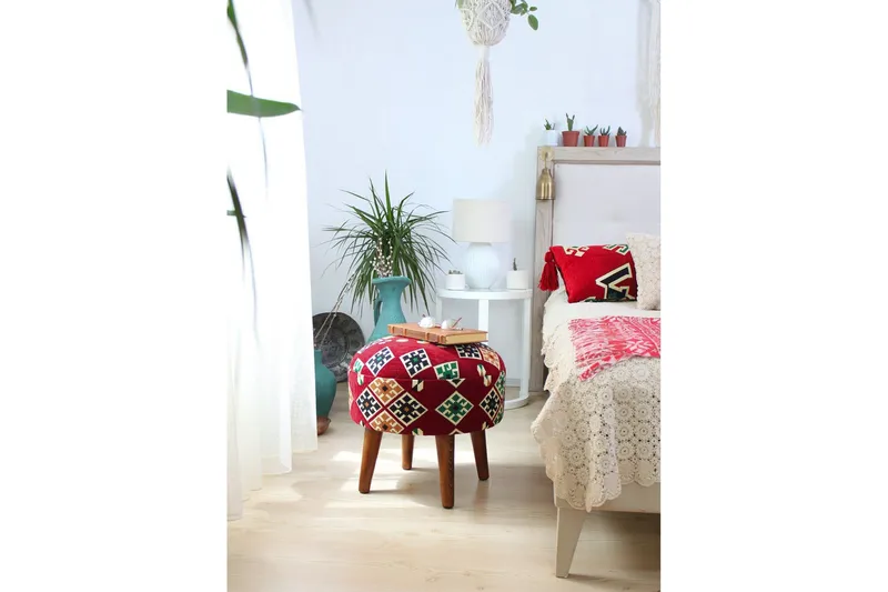 Tarrytown Sittpuff 46 cm - Röd/Grön - Möbler - Fåtölj & stolar - Pall & puff - Sittpuff