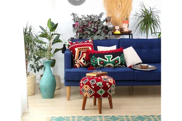 Tarrytown Sittpuff 46 cm - Röd/Grön - Möbler - Fåtölj & stolar - Pall & puff - Sittpuff