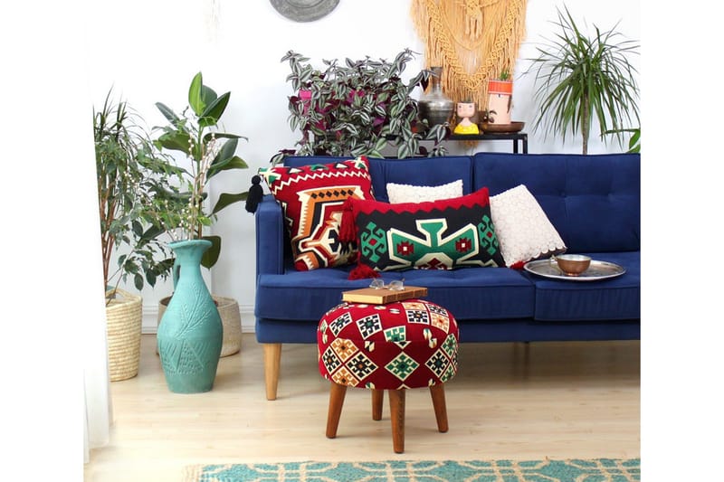 Tarrytown Sittpuff 46 cm - Röd/Grön - Möbler - Fåtölj & stolar - Pall & puff - Sittpuff