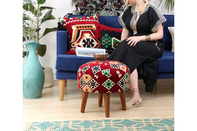 Tarrytown Sittpuff 46 cm - Röd/Grön - Möbler - Fåtölj & stolar - Pall & puff - Sittpuff