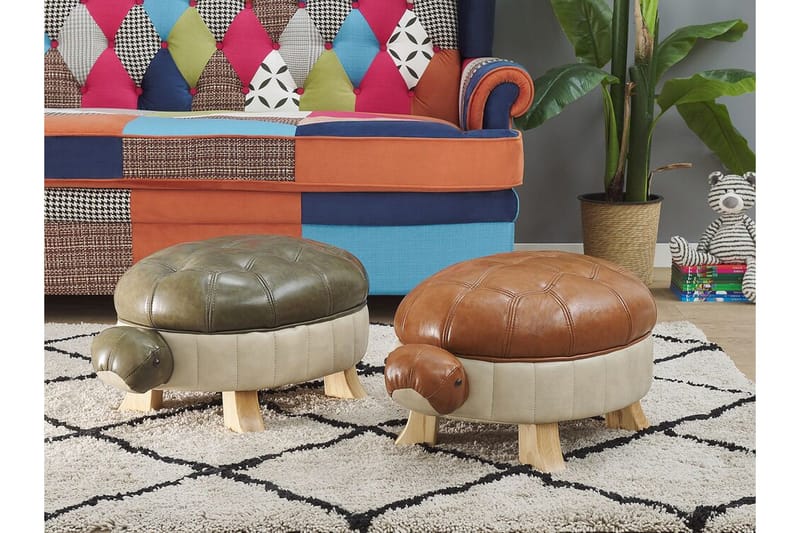 Tartaruga Sittpuff - Konstläder/Grön/Beige - Möbler - Fåtölj & stolar - Pall & puff - Sittpuff