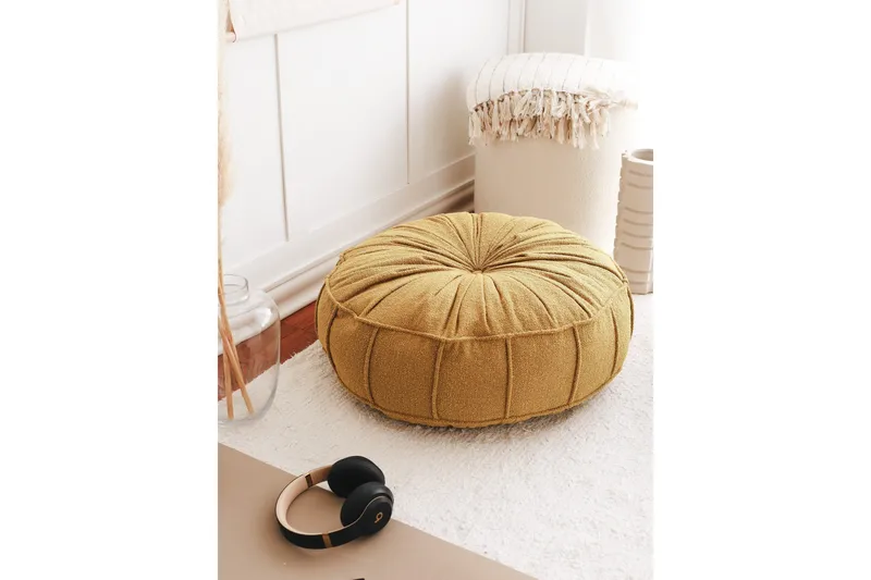 Vintage Sittpuff 60 cm, Gul