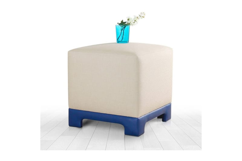 Sufian Sittpuff Utomhus 50 cm - Blå/Cremevit - Möbler - Fåtölj & stolar - Pall & puff - Sittpuff