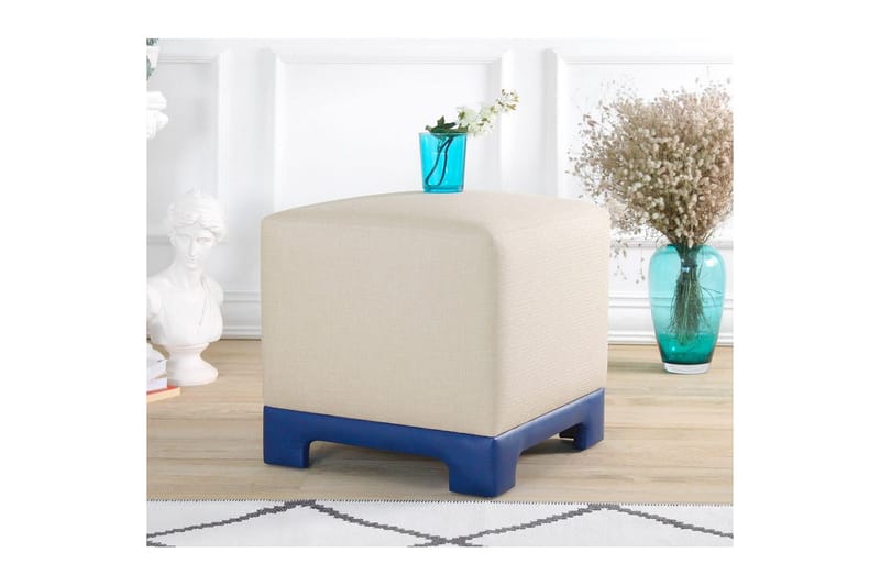 Sufian Sittpuff Utomhus 50 cm - Blå/Cremevit - Möbler - Fåtölj & stolar - Pall & puff - Sittpuff