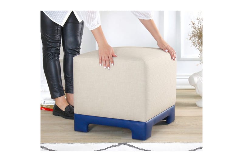 Sufian Sittpuff Utomhus 50 cm - Blå/Cremevit - Möbler - Fåtölj & stolar - Pall & puff - Sittpuff