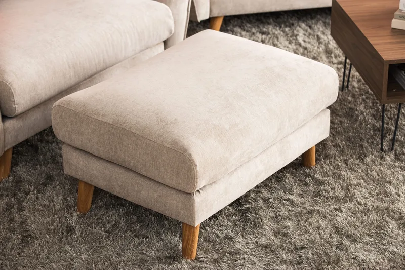 Trend Lyx Fotpall - Beige/Ek - Möbler - Fåtölj & stolar - Pall & puff - Fotpallar