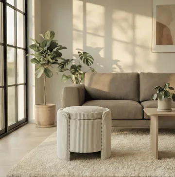 Valtor Puff 50x46x42 cm - Beige - Möbler - Fåtölj & stolar - Pall & puff - Sittpuff