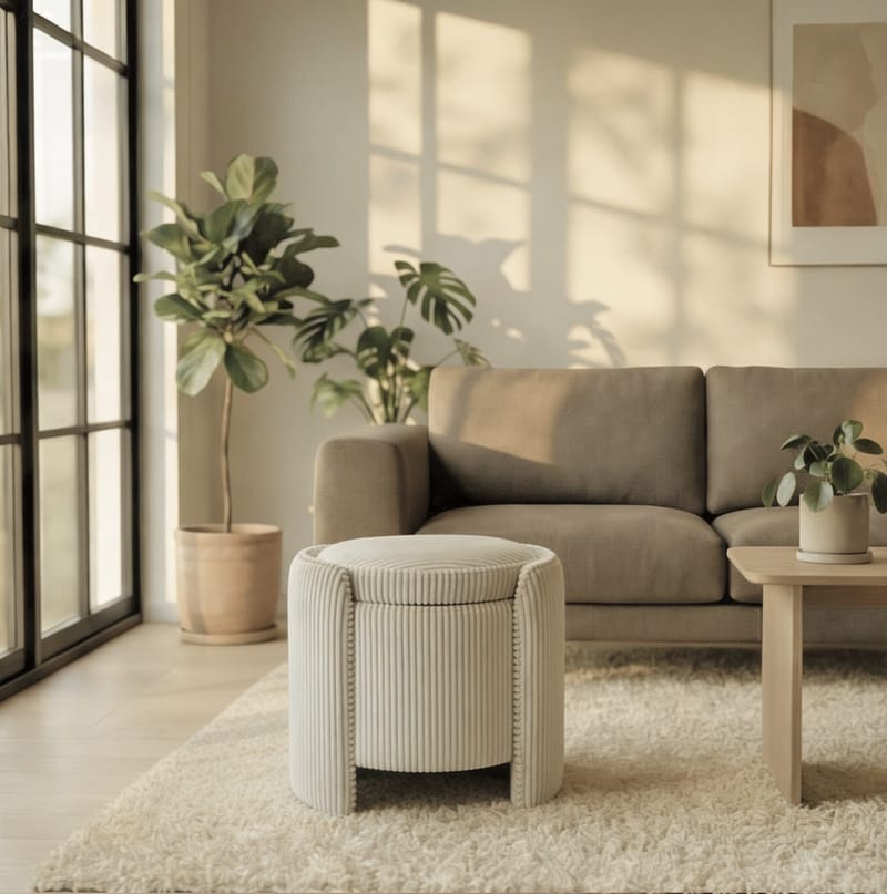 Valtor Puff 50x46x42 cm - Beige - Möbler - Fåtölj & stolar - Pall & puff - Sittpuff