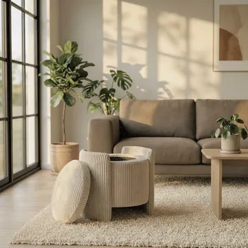 Valtor Puff 50x46x42 cm - Beige - Möbler - Fåtölj & stolar - Pall & puff - Sittpuff