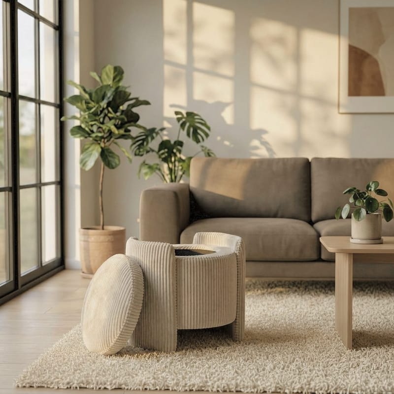 Valtor Puff 50x46x42 cm - Beige - Möbler - Fåtölj & stolar - Pall & puff - Sittpuff