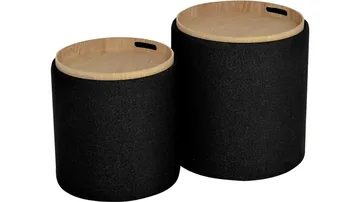 Velmira Puff 2 delar 39 cm Rund - Svart - Möbler - Fåtölj & stolar - Pall & puff - Sittpuff