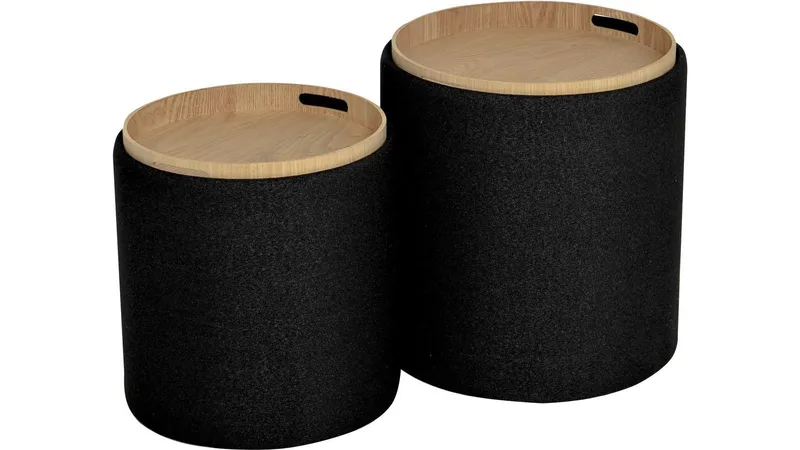 Velmira Puff 2 delar 39 cm Rund - Svart - Möbler - Fåtölj & stolar - Pall & puff - Sittpuff