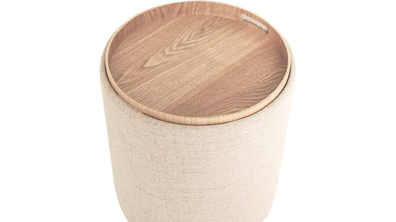 Velmira Puff 2 delar 39 cm Rund - Beige - Möbler - Fåtölj & stolar - Pall & puff - Sittpuff