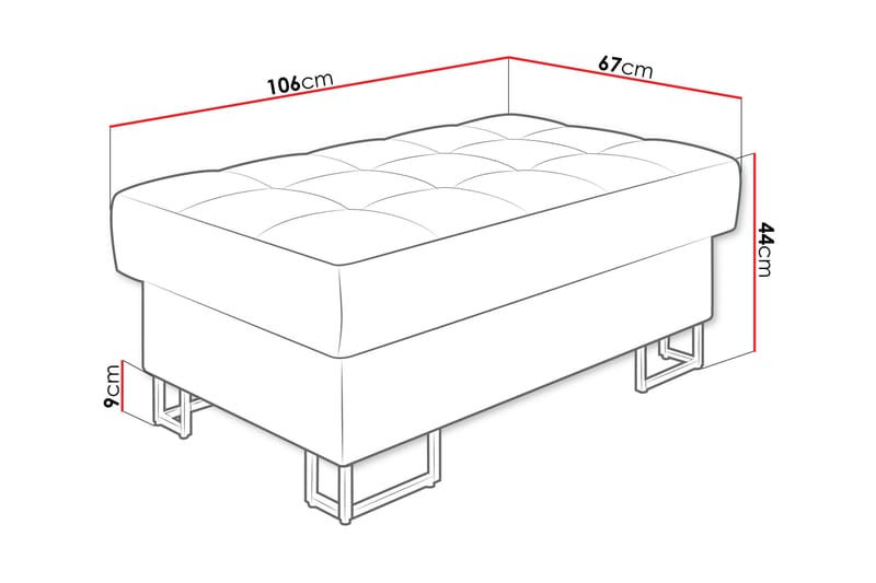 Warwick Fotpall 67 cm - Rosa - Möbler - Fåtölj & stolar - Pall & puff - Fotpallar