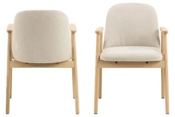 Reciclar Matstol i Bouclé med armstöd i ek trä - Beige - Möbler - Fåtölj & stolar - Matstol & köksstol
