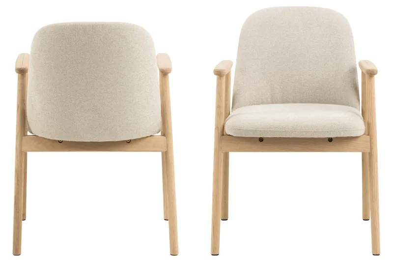 Reciclar Matstol i Bouclé med armstöd i ek trä - Beige - Möbler - Fåtölj & stolar - Matstol & köksstol