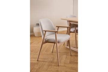 Reciclar Matstol i Bouclé med armstöd i ek trä - Beige - Möbler - Fåtölj & stolar - Matstol & köksstol