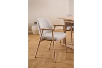 Reciclar Matstol i Bouclé med armstöd i ek trä - Beige - Möbler - Fåtölj & stolar - Matstol & köksstol