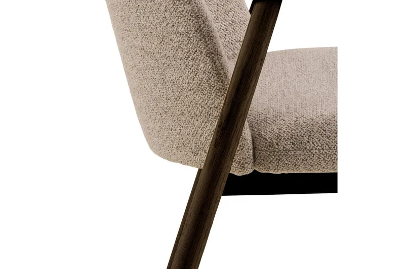 Reciclar Matstol i Bouclé med armstöd i ek trä - Mörkbrun/Greige - Möbler - Fåtölj & stolar - Matstol & köksstol