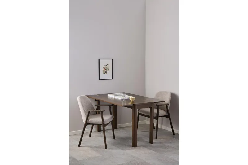 Reciclar Matstol i Bouclé med armstöd i ek trä - Mörkbrun/Greige - Möbler - Fåtölj & stolar - Matstol & köksstol