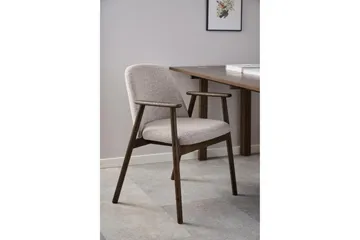 Reciclar Matstol i Bouclé med armstöd i ek trä - Mörkbrun/Greige - Möbler - Fåtölj & stolar - Matstol & köksstol