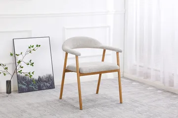 Ronja Matstol i metall med tygsits - Beige/Ek - Möbler - Fåtölj & stolar - Matstol & köksstol