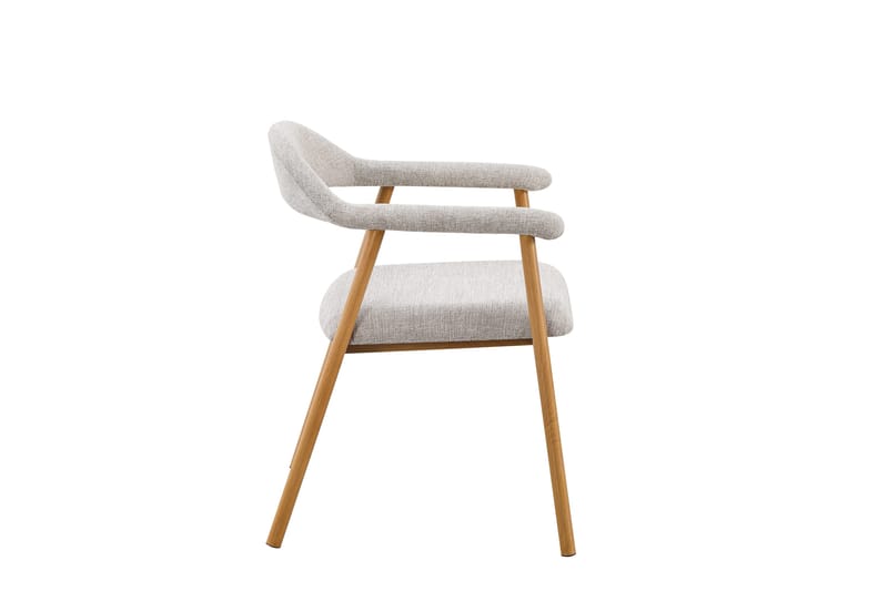 Ronja Matstol i metall med tygsits - Beige/Ek - Möbler - Fåtölj & stolar - Matstol & köksstol