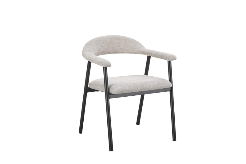 Ronja Matstol i metall med tygsits, Beige/Svart