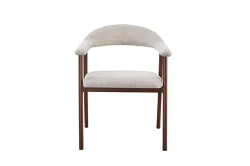 Ronja Matstol i metall med tygsits - Beige/Valnöt - Möbler - Fåtölj & stolar - Matstol & köksstol