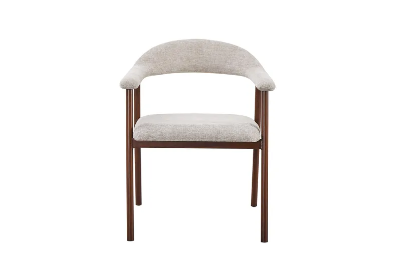 Ronja Matstol i metall med tygsits - Beige/Valnöt - Möbler - Fåtölj & stolar - Matstol & köksstol