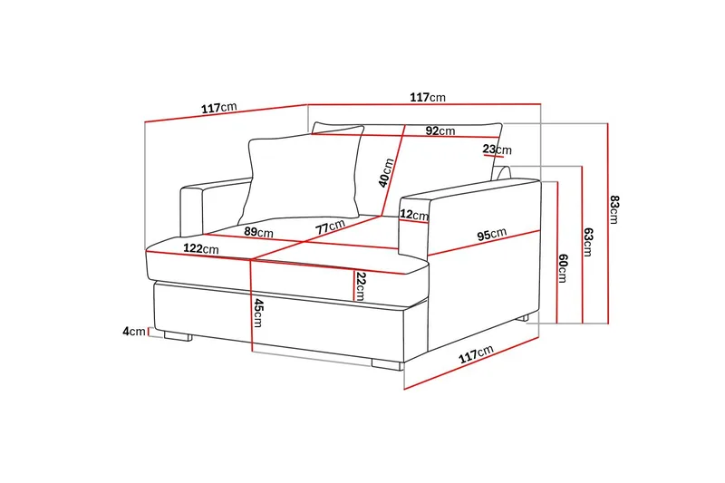 Rossita lyx Extra djup Fåtölj - Brun Tyg - Möbler - Fåtölj & stolar - Fåtölj