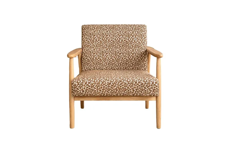 Runbert Retro Fåtölj i Chenille med Armstöd och Trästativ - Brun - Möbler - Fåtölj & stolar - Fåtölj