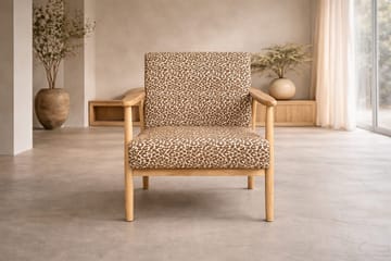 Runbert Retro Fåtölj i Chenille med Armstöd och Trästativ - Brun - Möbler - Fåtölj & stolar - Fåtölj