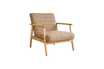 Runbert Retro Fåtölj i Chenille med Armstöd och Trästativ - Brun - Möbler - Fåtölj & stolar - Fåtölj