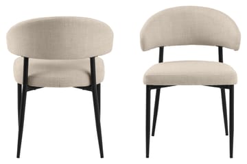 Sawako Matstol & Köksstol i Tyg med Svarta Metallben - Beige - Möbler - Fåtölj & stolar - Matstol & köksstol