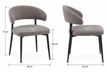 Sawako Matstol & Köksstol i Tyg med Svarta Metallben - Greige - Möbler - Fåtölj & stolar - Matstol & köksstol