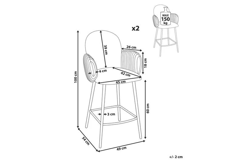 Set med 2 barstolar Amity - Grön, Svart - Möbler - Fåtölj & stolar - Barstol & barpall