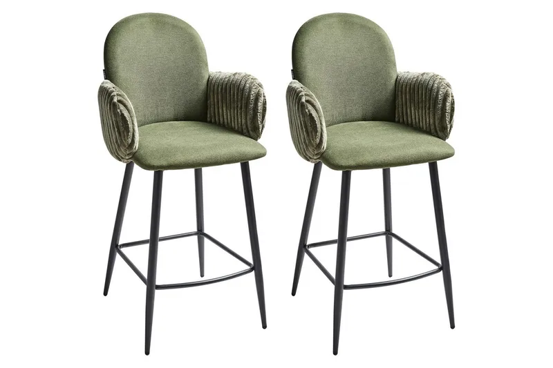 Set med 2 barstolar Amity, Grön, Svart