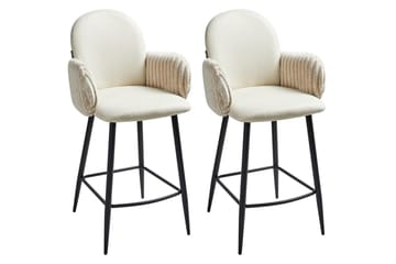 Set med 2 barstolar Amity - Ljusbeige, svart - Möbler - Fåtölj & stolar - Barstol & barpall