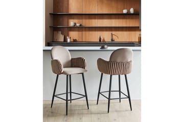 Set med 2 barstolar Amity - Taupe, svart, brun - Möbler - Fåtölj & stolar - Barstol & barpall