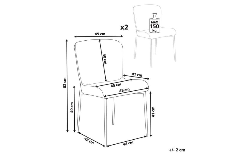 Set med 2 matstolar Ada, Mörkgrön, Svart