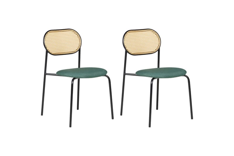 Set med 2 matstolar Adaver - Svart, ljust trä, grönt - Möbler - Fåtölj & stolar - Matstol & köksstol