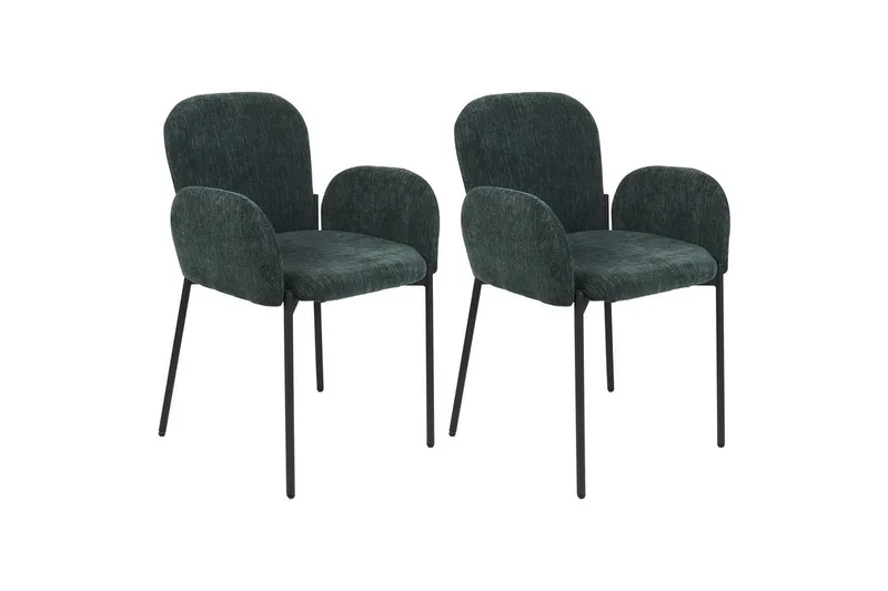 Set med 2 matstolar Albee - Grön, Svart - Möbler - Fåtölj & stolar - Matstol & köksstol
