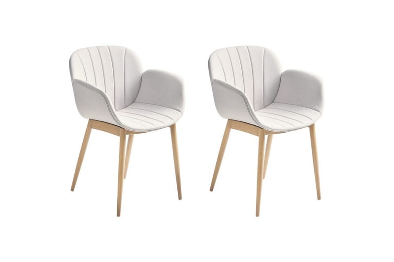 Set med 2 matstolar Alice - Grå, ljust trä - Möbler - Fåtölj & stolar - Matstol & köksstol