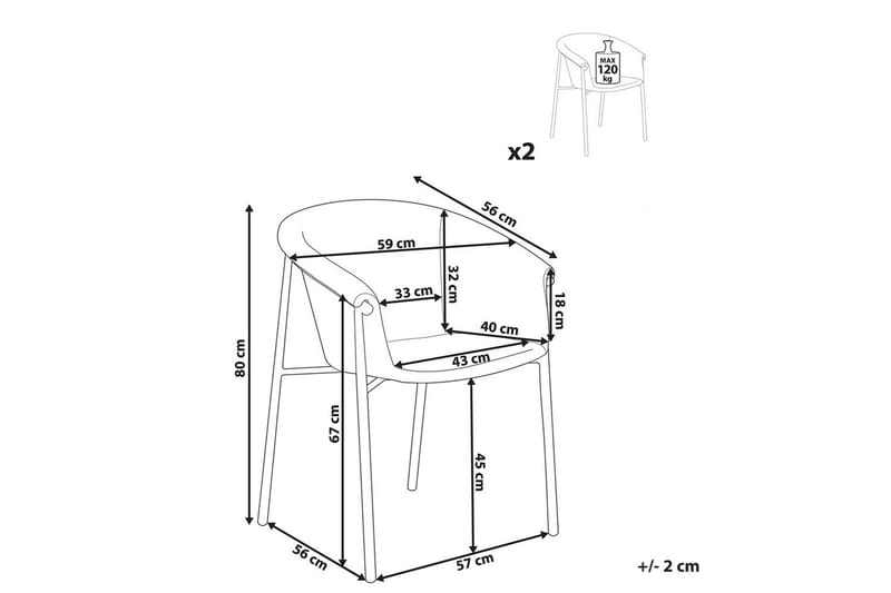 Set med 2 matstolar Ames - Taupe, svart - Möbler - Fåtölj & stolar - Matstol & köksstol